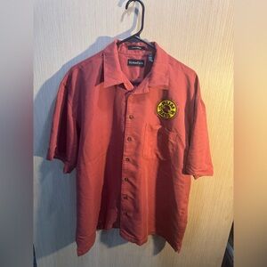 Ultra Club Cabana Breeze Rum Bass Red Short Sleeve Button Up Shirt Size Large